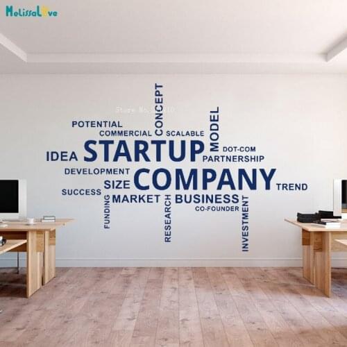 Startup Company Word Dedign Wall Sticker Studio Decor Brand Business Work Motivation Self-adhesive Art Murals Vinyl YT2766