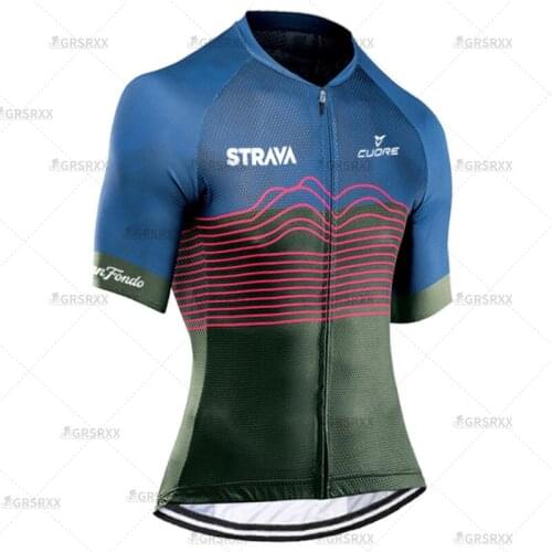 STRAVA 2021 Womens Cycling Jersey Summer MTB Downhill Bicycle Short Shirts Breathable Bike Team Pro Cycling Short Sleeve Clothes