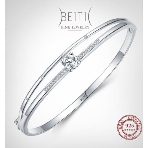 Beitil Real 925 Sterling Silver Line Fashion Clear Cubic Zirconia Bracelets For Women Luxury Jewelry 2021 Wedding Accessories