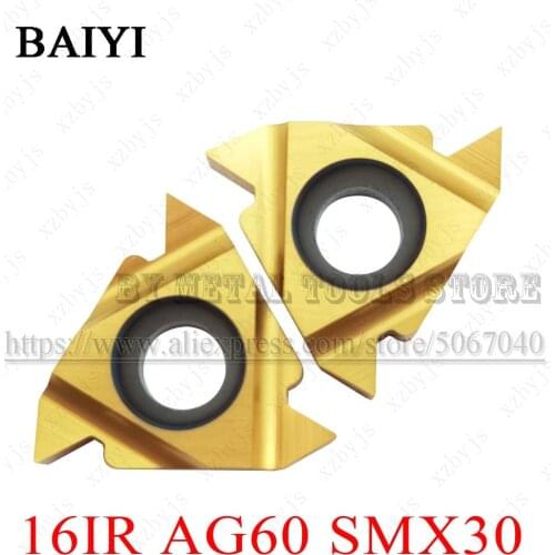 10pcs 16IR AG60 SMX30 thread inserts internal external thread turning Lathe Cutter Tools thread blade for steel