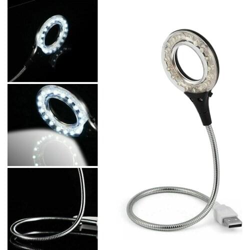 2 Pcs White/Black USB Lights Bright 18 LED Flexible Lamp Plastic+Metal Portable Home Light for Laptop Computer PC Desk Reading
