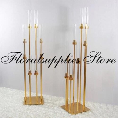 2019 New 8 Head Candelabra Metal Tall Candlestick Wedding Aisle Decoration Table Centerpiece Stage Walkway Decor