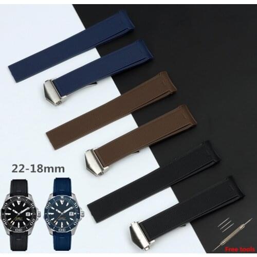 22mm Nature Rubber Silicone Watch band Waterproof Watchband for TAG strap for HEUER belt for AQUARACER 300 WAY201B CALIBRE 5