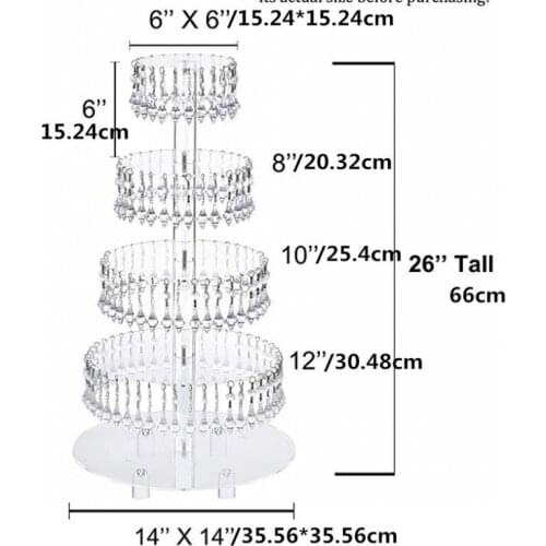 5 Tiers wedding round crystal acrylic Cake Stand cake display cupcake holder with bead strands wedding table centerpieces
