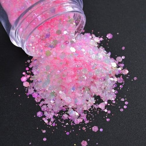 50g/bag Nail Art Glitter Powder Mix Size Gradient Mermaid Hexagon Sequins Colorful Polish Makeup Flake Manicure Decoration WS#10