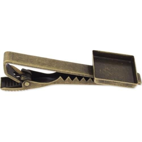 51mm High Quality Bronze Plated Brass Tie Bar 15*15 mm Bezel DIY Simple Tie Clip Blanks Base Tray supplies,20pcs Wholesale-C3581