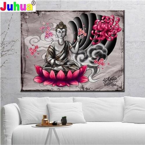 5d Buddha Flower 5D Diamond Painting 100% Square Round Diamond Embroidery Religion Painting Rhinestone Home Decoration