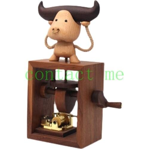 Automata Niu Vigorously New Year’s Creative Dynamic Hand-cranked Music Box Castle in the Sky, Healing Birthday Gift