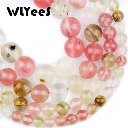 WLYeeS Natural Stone Watermelon peel red Stone bead 6 8 10 12mm Round space Loose Bead for Jewelry Bracelest Necklace Making DIY