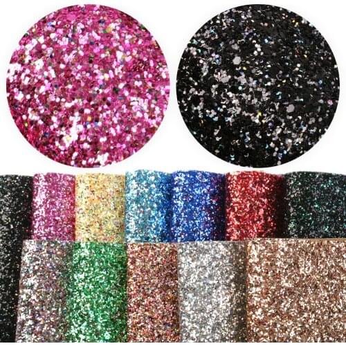 David accessories 30*140cm Chunky Glitter Synthetic Leather DIY Bow Bag Craft Supplies Sequin Faux Leather Fabric Sheets,1Yc9956