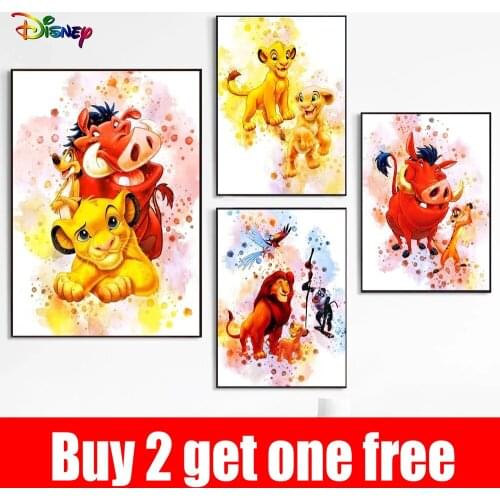 Disney Canvas Poster Lion King Watercolor Canvas Painting Posters Prints Pictures on The Wall Art for Kids Room Decor Cuadros
