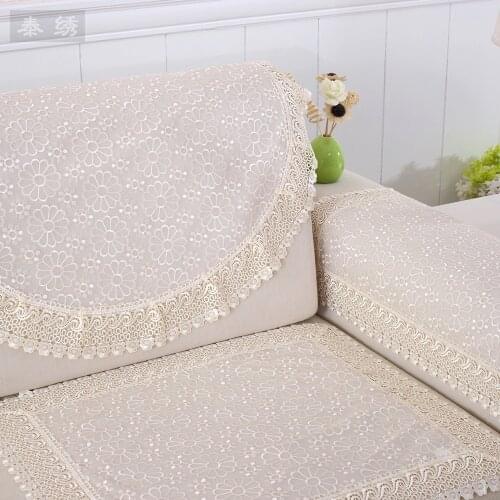 Elegant European sofa backrest towel slip cover high-grade sectional sofa armrest towel lace embroidery living room decoration