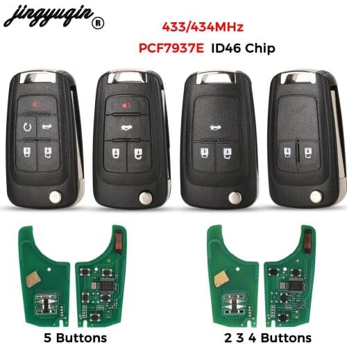 Jingyuqin 2/3/4/5Button Folding Flip 315/433MHz ID46 PCF7937E Chip Remote Smart Car Key Fob For OPEL For Buick Uncut HU100 Balde