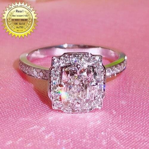 100%18K goldr ring 1ct DVVS moissanite ring Engagement&Wedding Jewellery with certificate 0038