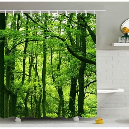 Colorful Tree Floral Forest Printed Cartoon Animals Shower Curtains Bath Products Bathroom Decor with Hooks Waterproof Rideau