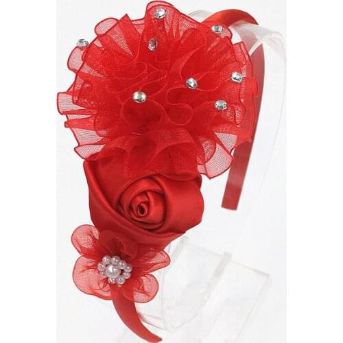 Fashion girl Head hoop Diamond chiffon Flower Head band rose chiffon pearlite Head Band Head hoop Hairwear hair Accessories