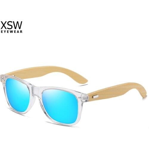 XSW Brand 2021 Fashion 100%Handmade Bamboo Men Sunglasses Polarized Sun Glasses Women UV400 Mirror Eyewear