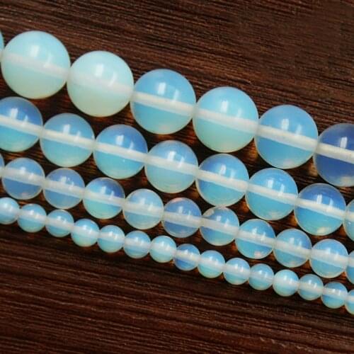 Natural Synthetic Stone Smooth White Opal Quartz Loose Beads 4-10mm Pick Size 15"Diy Bracelet Necklace For Women Jewelry