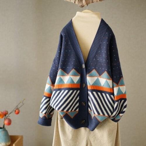 2021 Spring and Autumn Fashion New Knit Cardigan Loose Long Sleeve V-neck Sweater Jacket Ladies Tops All-match Western Style