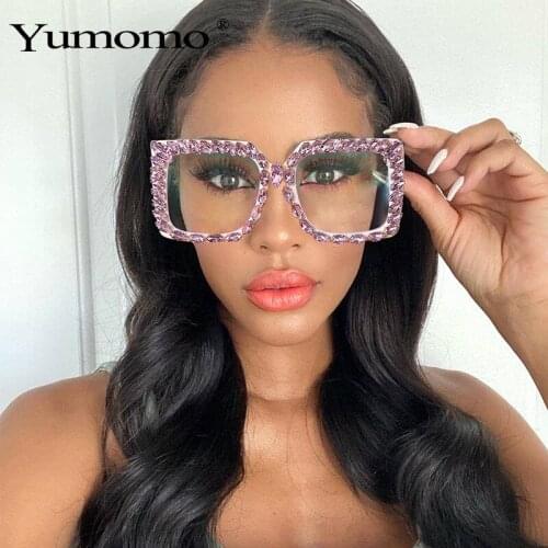 Sunglasses Women Square Diamond Mirror Glasses Gradient Luxury Brand Designer Punk Female Oversize Frame Eyewear UV400