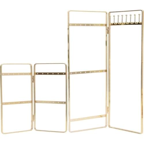 2-Panel Jewelry Organizer Metal Jewelry Holder Foldable Jewelry Hanger Portable Jewelry Display Rack for Earrings Necklaces Brac