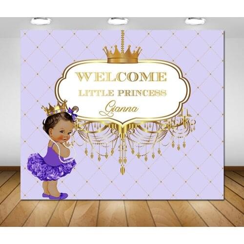 Custom royal lavander gold princess crown purple photography backgrounds High quality Computer print party photo backdrop