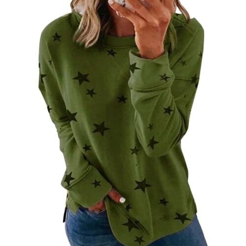 Star Print Oversized T Shirt Women Clothes Summer O Neck Long Sleeve Casual Loose Tshirt Tops Vintage Tee Shirt Femme Ropa Mujer