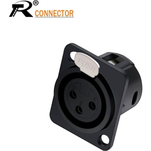 R Connector 1pc High quality XLR connector Black Plated 3pin XLR Female jack panel mount connector audio jack speaker plug