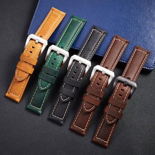 Men Handmade Genuine Leather Watchbands Crazy Horse Cowhide Watch Strap 20mm 22mm 24mm 26mm Watchband Watch Accessories
