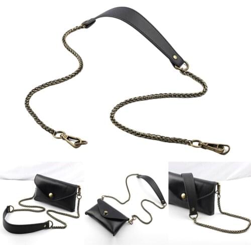 Metal Plus Pu Leather Purse Chain Strap for Shoulder Cross Body Sling Purse Handbag Clutch Replacement Length 45 Inch