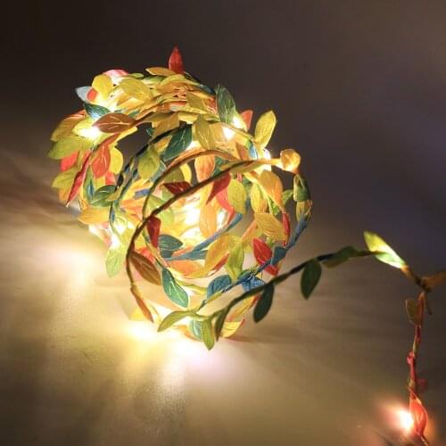 Fairy Tiny Leaf Garland String Battery Powered 2M/3M/5M/10M Flexible Copper Artificial Leaves Light for Christmas Wedding Party