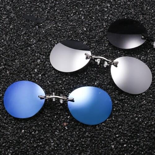 Vintage Brand Mini Round Sun Glasses Fashion Clip On Nose Sunglasses Men Hacker Empire Matrix Rimless Driver Goggles UV400