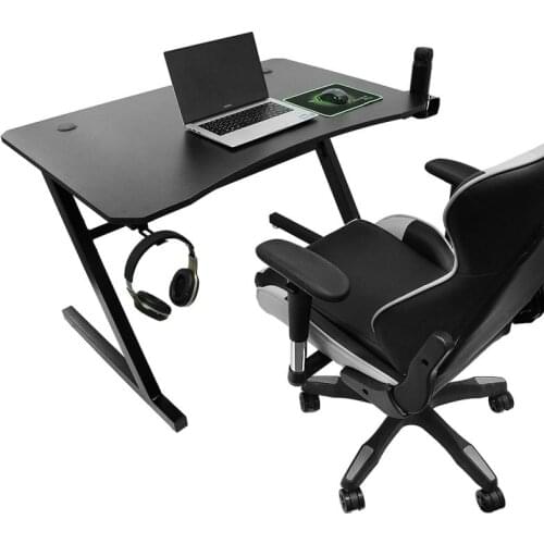 110cm Gaming Desk Cool Black Z-Type E-sports Table Home Office Computer Table With Cup Holder Headphone Holder Gamer Tables HWC