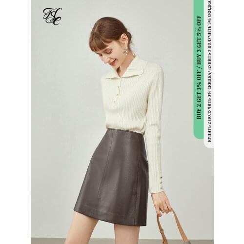 FANSILANEN Sweater Women Polo Lapel Long-sleeved Pullovers Women Slim Design Niche Gentle Wind Blouse Simple Solid White Sweater