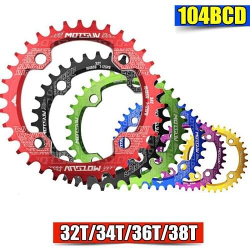 Bicycle Crank 104BCD 32T/34T/36T/38T Bike Chainring Round Mountain Road Bike Chainwheel MTB Chainring Bike Crankset Single Plate