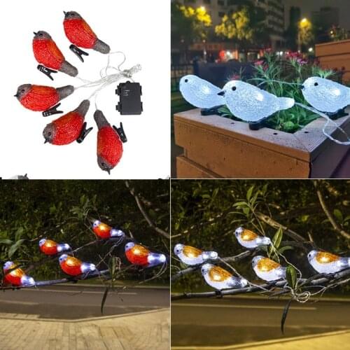 Waterproof 5 LED Acrylic Bird Garland Lights String Home Garden Party Decoration Holiday Solar Powered Landscape Fairy Lamp