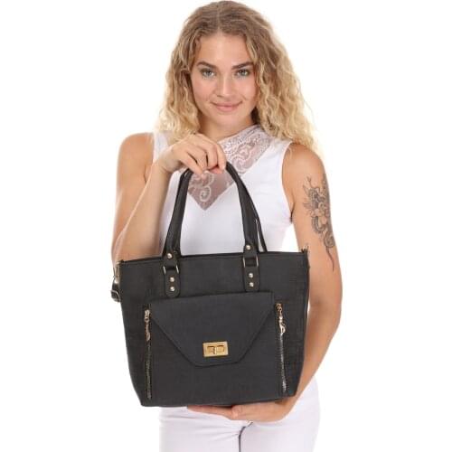 Women Black Shoulder Bag,Magnet Cover with a zip on the Bag,Turkish Quality ,Girl , Accessory ,Clothes