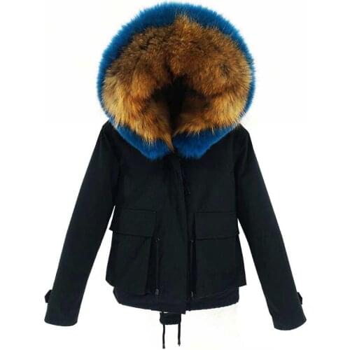 New style ladies jacket winter coat hooded oversized raccoon fur collar pie overcoming fur thickening liner