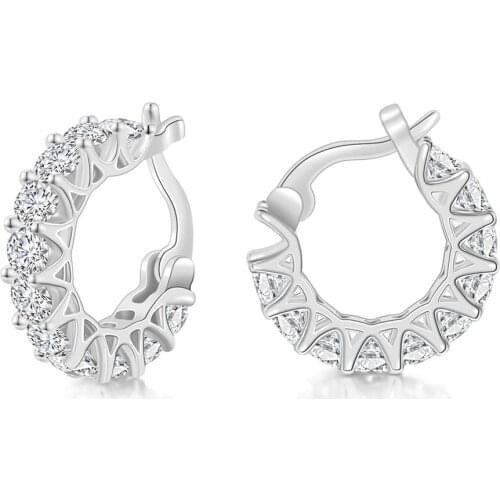 Brilliant Round Zirconia Hoop Earrings for Women Silver Color/Gold Color/Rose Gold Color Small Round Circle Versatile Fashion Ac