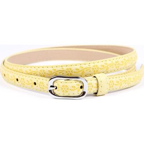 Printed Design Women Belt Imitation Leather Pin Buckle Thin Belt For Jeans Suit All-Match High Quality Decorative Female Belts