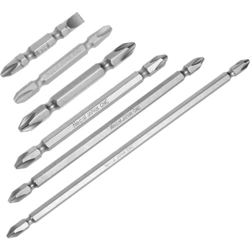 Uxcell 1/2/5/10Pcs 1/4inch Hex Shank Length Magnetic Screwdriver Double-Head Screwdriver Bits S2 Alloy Steel for Drill Air