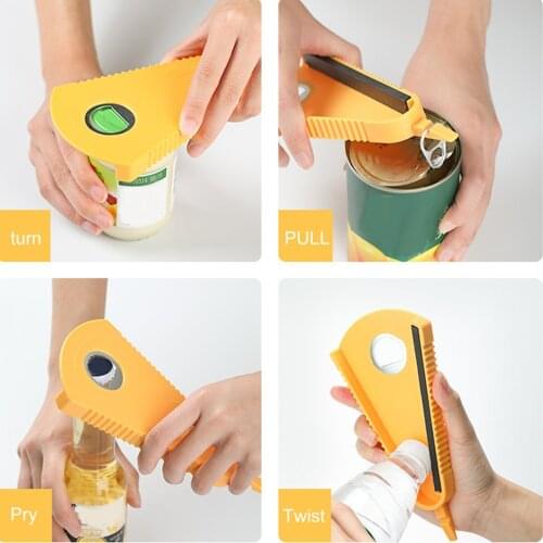 1pc Jar Opener Multi-function Effortless Jar Fast Lid Opener Bottle Opener Lid Remover Cans Opener Kitchen Gadgets Random Color