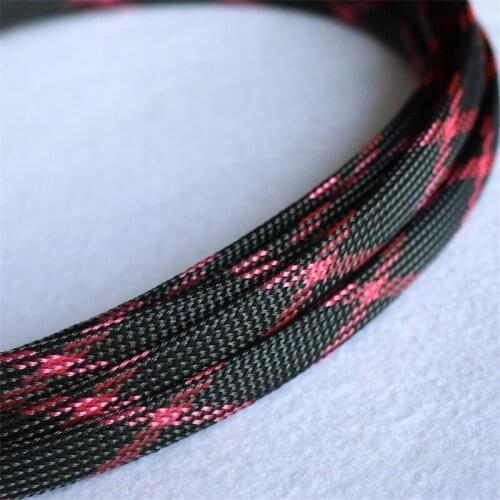 1 meters Black & Pink High quality 10mm Braid PET Expandable Sleeving High Density Sheathing Plaited Cable Sleeves DIY