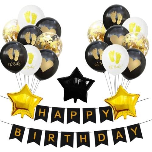 10pcs/15pcs 12inch Cute OH Baby Footprint Heart Latex Confetti Balloon Banner Set Baby Shower Gender Reveal Birthday Party Decor