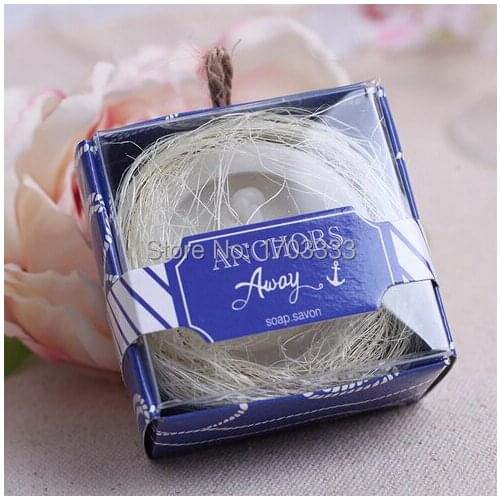 100pcs/Lot+ Beach Themed Wedding Favors"Anchors Away"Anchor Design Scented Soap Bridal Shower Favor Soap For Guest Free Shipping