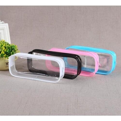100PCS/LOT Clear Plastic PVC Bag Zipper Plastic Bag Pencilcase Can Customized LOGO