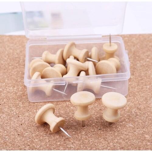 15Pcs Nautral Cork Wooden Pushpins Thumbtack Board Pins Drawing Photo Wall Studs Office School Supplies