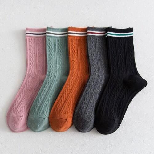 5Pairs/Lot Women Cotton Socks Autumn Winter Mid-tube Socks High Quality Ladies Warm Socks New
