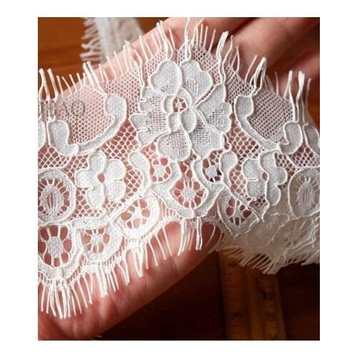 8.5CM width high quality eyelash lace trim white lace wedding veil bridal shawl 3meter