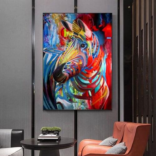 Abstract Zebra Graffiti Art Canvas Paintings on the Wall Art Posters And Prints Street Art Colorful Animal Picture For Kids Room